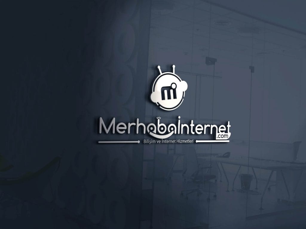 Merhaba İnternet logosunun ofis duvarındaki kabartma tabelası