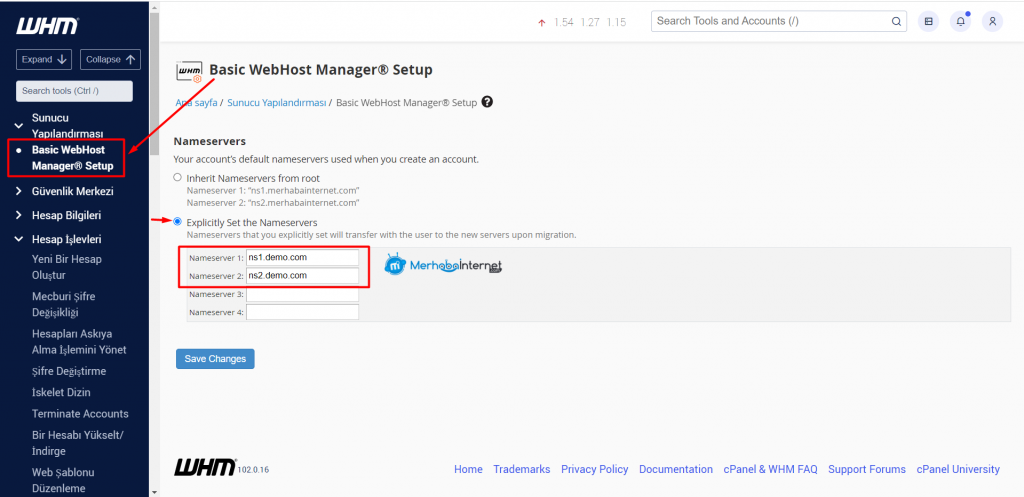 3 Adımda cPanel WHM Özel NS (NameServer) Adresi Oluşturma