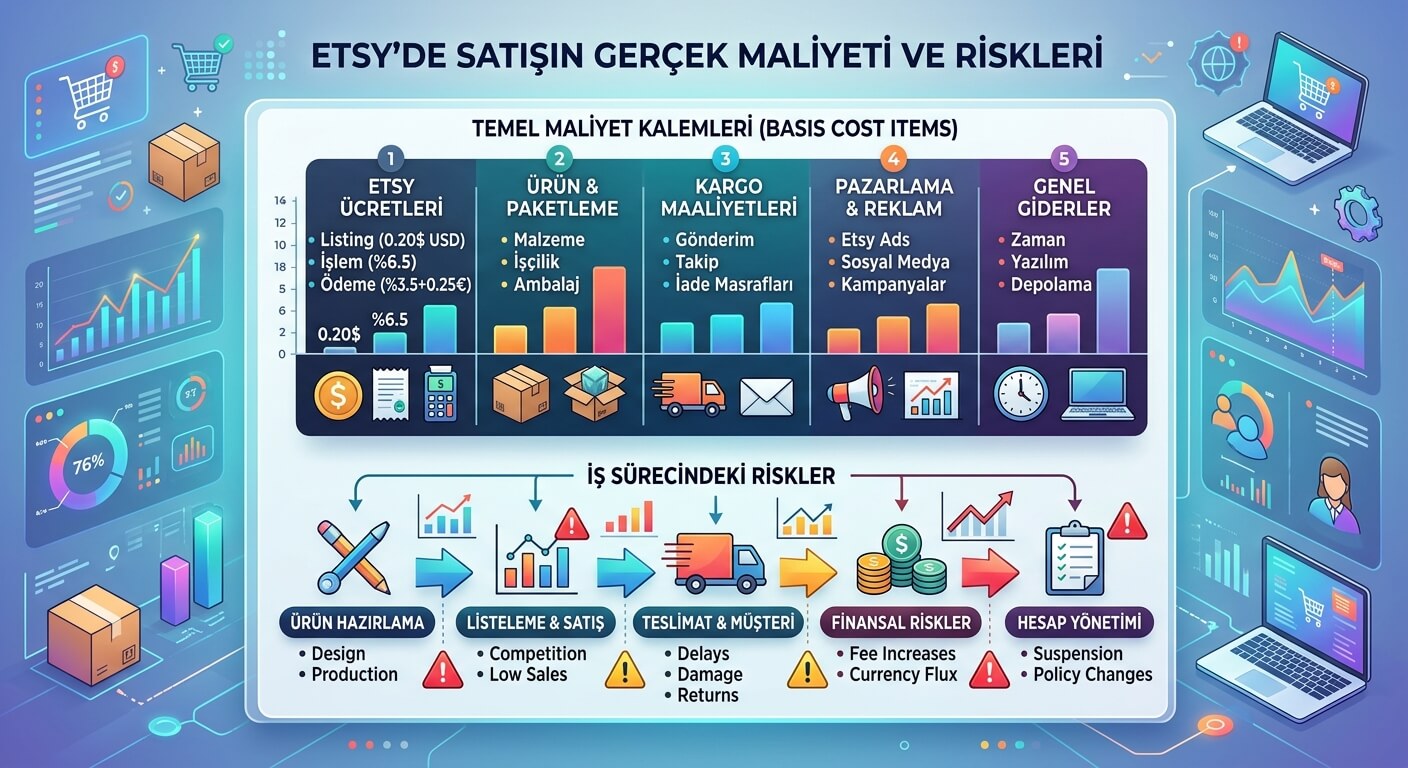 Etsy kazanç ve maliyet giderler