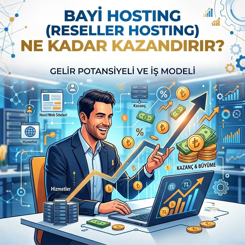Reseller hosting ile para kazanma modelini gösteren görsel