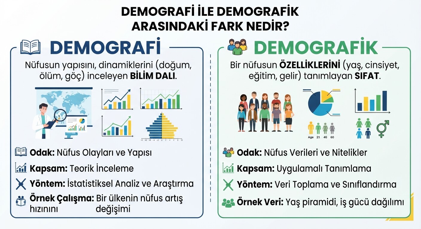 demografik vs demografi arasındaki farklar